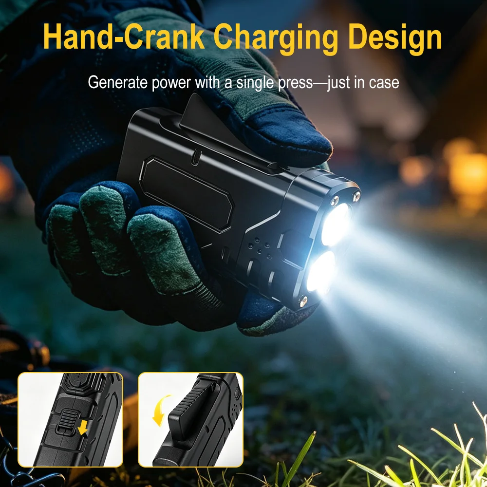 BORUIiT Hand Crank EDC LED Fla - Outdoor Lighting Black review and price